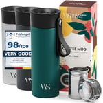 Mug Isotherme Transportable Thermos Café avec Sangle & Infuseur à Thé en Acier Inoxydable – 360 ml | Tasse à Café Inox Double-Paroi isolée sous-vide, sans BPA, étanche | Thermos de voyage réutilisable