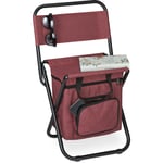 Relaxdays - Tabouret de camping avec poche, pliant, sans dossier, pêche, jardin, chaise à transporter, 60x35x35 cm, rouge