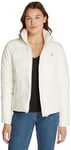 Calvin Klein Jeans Veste Matelassée Femme Low Padded Fitted Jacket avec Col Montant, Blanc (Ivory), XL