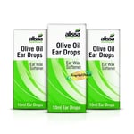 3x Ear Drops for Wax Removal Blocked Ear Olive Oil Ear Drops Wax Softener 10ml