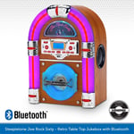 Steepletone Jive Rock Sixty Retro Jukebox with Bluetooth CD FM Radio Table Top