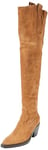 Pinko Femme Strauss Texano Cuissard Suede Botte de Western, L15 Marron Tabac, 41 EU