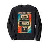 Never Forget Vintage Floppy Disk VHS Tape 90s 80s Cassette Sweatshirt