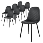 Lot de 8 chaises de salle à manger anthracite velours avec dossier