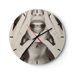 Horloge murale en verre 40x40cm Silencieuse Femme Bouche Myst?re Wall Clock