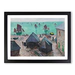 Departure Of The Boats By Claude Monet Classic Painting Framed Wall Art Print, Ready to Hang Picture for Living Room Bedroom Home Office Décor, Black A2 (64 x 46 cm)