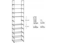 Songmics Skostativ, 10-Lags Skoorganisering I Metall, Tilpassbar Design, Metallramme, Plassbesparende Stativ