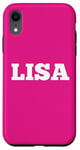 Coque pour iPhone XR Étiquette de nom Lisa avec grand texte personnalisable au dos assorti