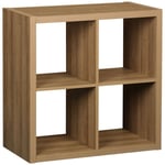 Etagère bibliothèque cubique 2 niveaux 4 compartiments. effet bois de manguier. L 76 x P 39 x H 76cm