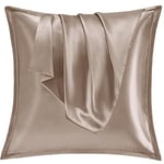 Vielit Taie Oreiller Satin 65x65 Lot de 2,pour Cheveux,Similaire Aux Taie d Oreiller en Soie,Housse de Coussin 65x65,Taies d'oreillers certifié Oeko-Tex Braun