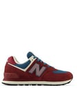 New Balance Mens 574 Trainers - Red, Red, Size 9, Men