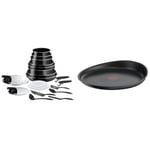 Tefal Ingenio Batterie de cuisine 20 pcs, Poêles, Casseroles, Sauteuse, Couvercles & Ingenio Poêle à crêpe 27 cm, Induction, Revêtement antiadhésif, Fonte d'aluminium, Empilable