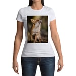 T-Shirt Femme Col Rond Renard Bain De Soleil Mignon Animal Sauvage Nature Photo