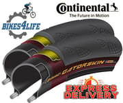 2  Continental Gatorskin Wired Tyres 700 x 25c Plus Rim Tape 16mm Express