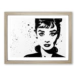 Audrey Hepburn Monochrome Vol.2 H1022 Framed Print for Living Room Bedroom Home Office Décor, Wall Art Picture Ready to Hang, Oak A2 Frame (64 x 46 cm)