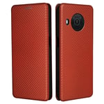 Nokia X10/X20 - Flip-fodral i Borstad design - Avtagbart stöd - Orange