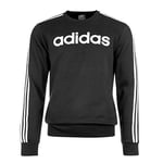 Adidas Men Essentials 3 Stripes Crew Sweatshirt - Black/White, Large