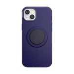 PopSockets iPhone 15 Plus Case with Phone Grip and Slide Compatible with MagSafe, Phone Case for iPhone 15 Plus, Wireless Charging Compatible - French navy