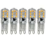 JANDEI- Lot de 5 Ampoules LED G9 Dimmables 2,5W 4000K, ampoule halogène pour les ampoule four, les lampes de plafond,les lampes murales, l'éclairage d'armoire et ainsi de suite