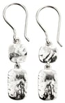 Elements Silver E5773 Hammered Double Drop Earrings Jewellery