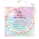 DOA 12 Year Old Girl Birthday Gift Adjustable Natural Stone Beads Bracelet Present for 6th 7th 8th 9th 10th 11th 12th 13th Daughter Granddaughter Sister Friend with Gift Card & Box