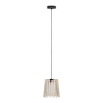 Eglo Suspension luminaire Fattoria, lustre pour salon et salle à manger, lampe de plafond suspendue en tissu blanc et métal noir, douille E27, Ø 20 cm