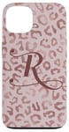 Coque pour iPhone 13 Letter R Initial Leopard Rose Pink Cheetah Monogram