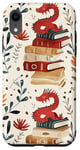 Coque pour iPhone XR Motif de ver de bibliothèque Cute Dragon Books Cottagecore