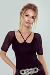 CYDNEY Haut femme ELDAR T-shirt sexy noir manches courtes taille M