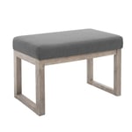 CangLong Ottoman Tabouret rectangulaire 70cm Confortable Banc en Bois tapissé de Tissu pour Le Salon, la Chambre et l'extérieur, Gris, Mousse, Ensemble de 1