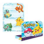 Pokemon White Invitations - NO NAME - 8 inbjudningskort med kuvert