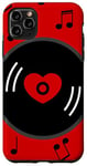 Coque pour iPhone 11 Pro Max notes de musique disque vinyle album coeur rouge valentines vintage