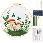 JSRQT Champignon Kit de Démarrage de Broderie,DIY Point de Croix Broderie Starter Kit,Couture D'art Fait à La Main Accessoires,Embroidery Starter Kit pour Débutant