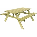 Gardiun - Table Pique-nique Essential - Bois Naturel Traité - 165x154x75 cm - 6-8 Personnes