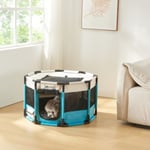 Parc pour chiens Naeroeysund 72 x 72 x 45 cm bleu beige en.casa