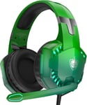 Casque Gaming pour PS4/PS5/Xbox One/Switch/PC, Pilote 50MM avec Son Surround 3D Bass, Micro Antibruit Réglable, Lumière LED