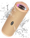 HEYSONG Enceinte Portable Bluetooth, Baffle Bluetooth Puissante avec Lumière LED, Enceinte sans Fil Étanche IPX7, Basses Profondes et Son Immersif, Autonomie 40 hrs, TF Carte, pour Les Voyages-Rose