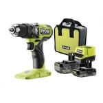 Perceuse-visseuse à percussion RYOBI 18V One+ Brushless - 1 batterie 4,0 Ah - 1 batterie 2.0 Ah - 1 chargeur - RPD18BL1-2C42S