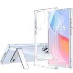 Étui transparent pour le Galaxy S23 Ultra, Coque anti-chocs Ultra Clear Slim Hard S23 Ultra Case Métal Kickstand Filles Femmes Hommes Couverture Protectrice pour Galaxy S23 Ultra Case, transparent