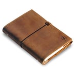 Journal de Reliure en Cuir A5 Rechargeable - Organiseur de Reliure à 6 Anneaux Avec Poches - Folio en cuir Véritable Fabriqué à la Main - Compatible Filofax. Feuilles Mobiles Mixtes, 22 cm x 15 cm