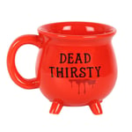 Dead Thirsty Blood Red Bone China Cauldron Shaped Mug Halloween Gothic Gift