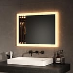 EMKE Miroir Lumineux de Salle de Bain 60x45 cm avec Interrupteur à Bouton, Anti-buée, Deux Couleurs claires Lumière Blanche Froide/Chaude