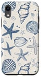 iPhone XR Preppy Coastal Shells in Summer Blue Seashells Starfish Cute Case