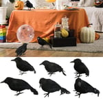 6pcs Halloween Black Feather Crows Model Outdoor Indoor Decor