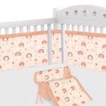 Aolso Tours de Lit Bébé,Contour de Lit pour Bébé avec 4 côtés Anti-Collision, Tour de Lit Respirant Doublure en Maille 3D Anti-Flux d'air,pour Nouveau-nés,Garçons et Filles (Arc-en-Ciel)