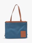 Pre-loved LOEWE Canvas and Leather Anagram Logo Patch Tote Bag, Blue