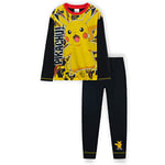 Pokemon Pyjama Enfant Garçon - Ensemble de Pyjama Long Garçon (Noir/Jaune, 9-10 Ans)