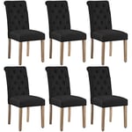 Yaheetech 6 Chaises de Salle à Manger avec Chêne Tissu Chaise de Salon Mobilier pour Bureau Cuisine Bar Réunion Hôtel 45,5 x 62 x 98,5cm Noir