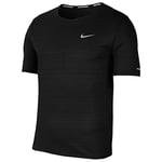 NIKE Men's M Nk Df Miler Top T shirt, Black/Reflective Silv, L UK