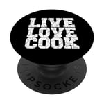 Live Kitchen Love Cook Toque de chef 5 étoiles Cuisine PopSockets PopGrip Interchangeable